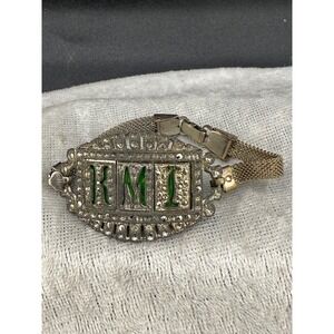 Vintage‎ Monogram Bracelet Silver Tone Marcasite 5.5"
